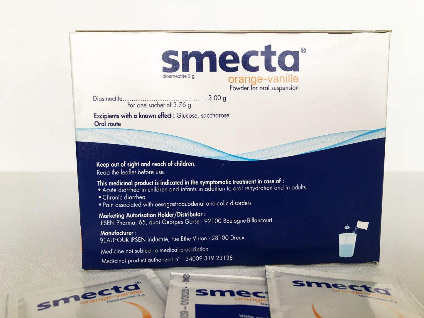 Original Smecta 3g – 60 Sachets | Natural Diarrhea Relief (French Pharmacy)